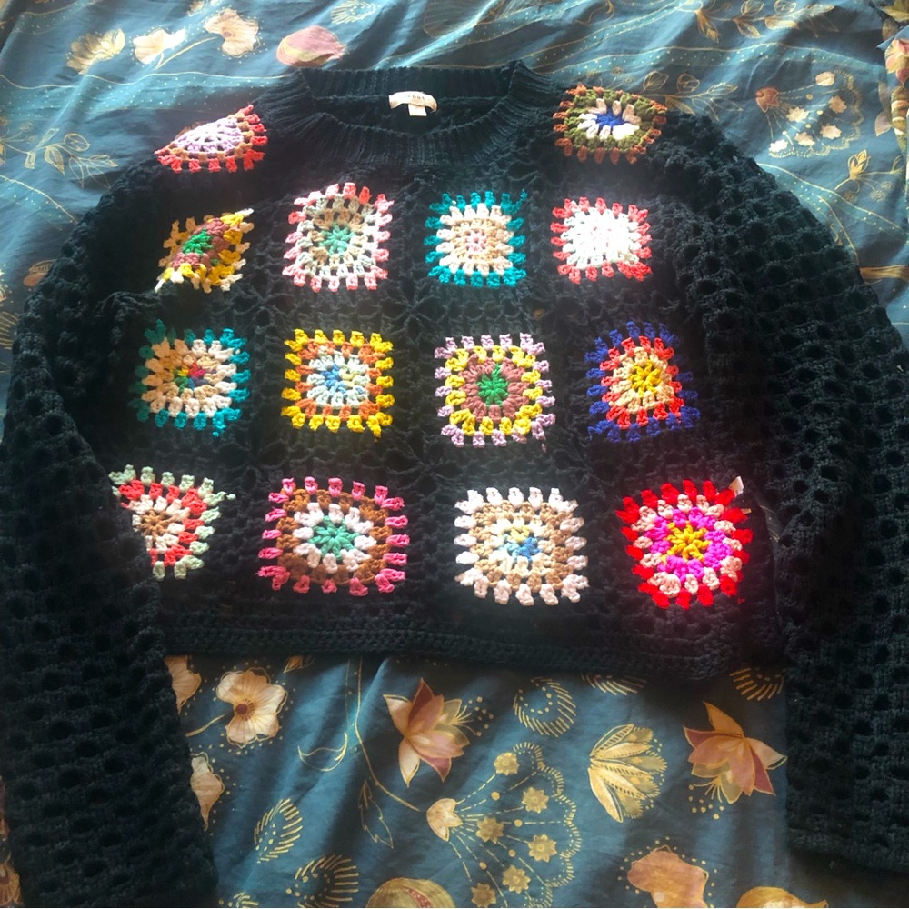Crochet granny square sweater